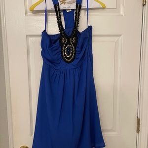 Beaded blue cocktail dress